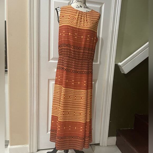 PENDLETON MAXI DRESS SLEEVELESS ORANGE GRIDS  BOARDWALK SIZE 12 AESTHETIC CORE - Picture 5 of 11